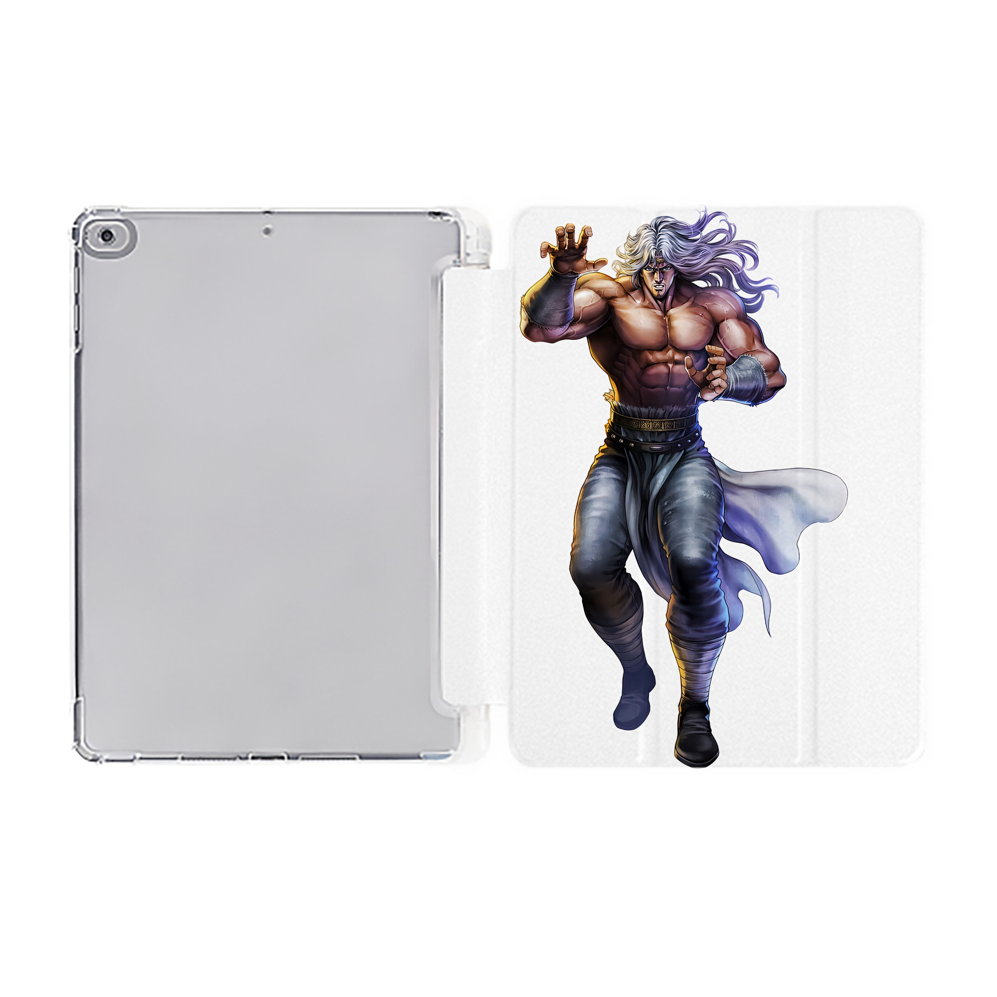 （画像用） 北斗の拳 Fist of the North Star IPad ケース ペン収納付き 三つ折りスタンド PUレザー×シリコン 対応機種9.5/10.5/10.9インチ